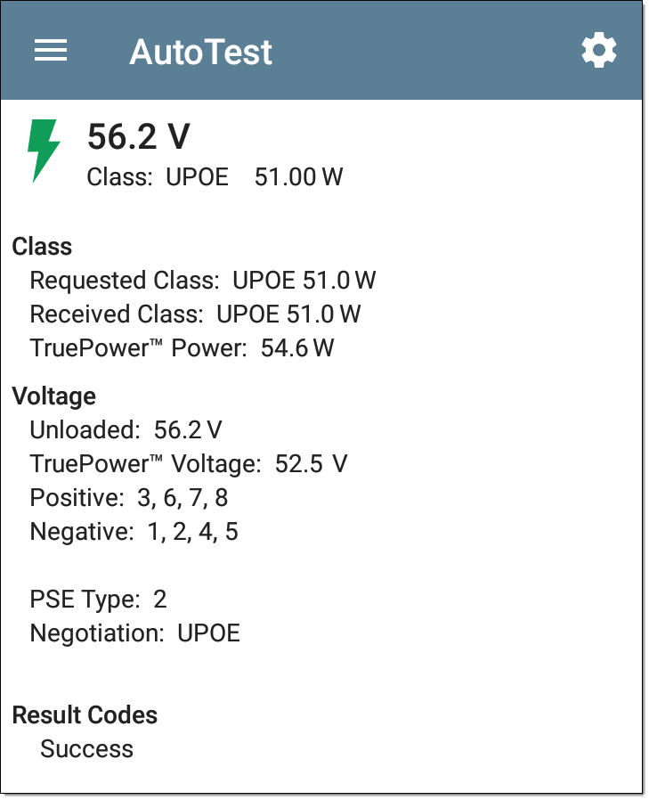 AutoTest POE Class and Voltage Test Results