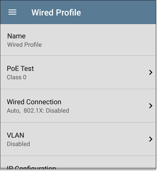 Wired Profile Settings Screen